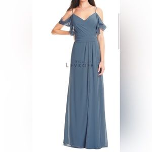 NWT Bill Levkoff GREEN Chiffon Maxi Dress Style 1550